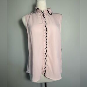 NWT Laundry by Shelli Segal Scalloped Blouse - Dusty Rose & Black - Large